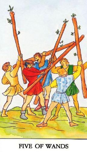 Značenje tarot karte Petica štapova