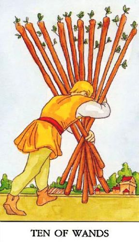 Značenje tarot karte Desetka štapova