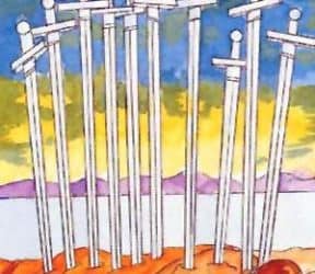 Značenje tarot karte Desetka mačeva